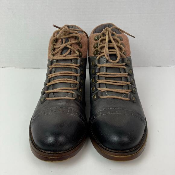 Kensie Sz 8.5 Sissel Brown Distressed Lace-up Oxford Ankle Booties Academia - Picture 5 of 16